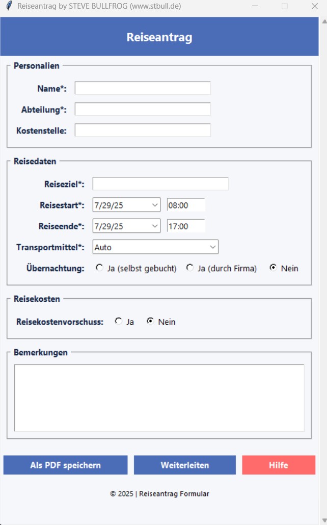 Reiseantrag Tool